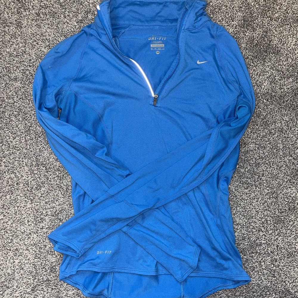 Nike Blue Long Sleeve Fitted Polo Tee